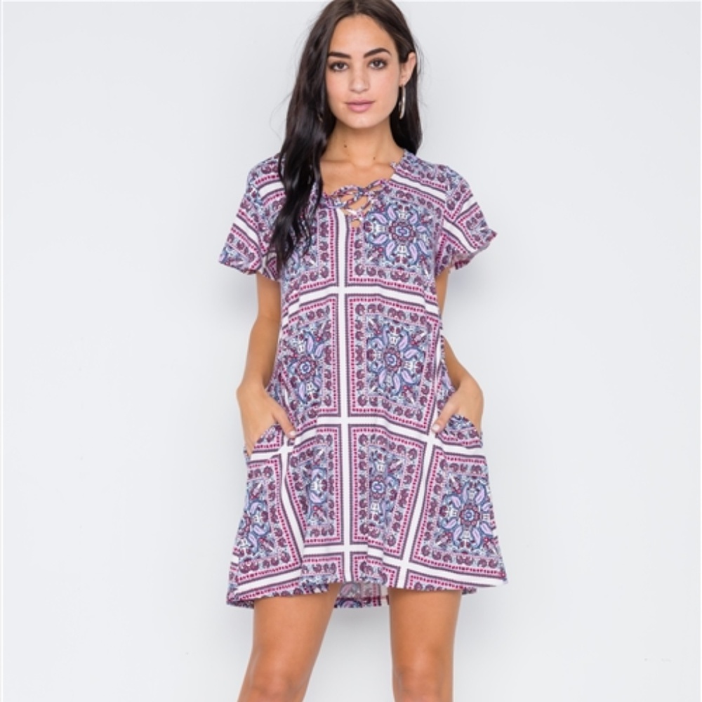 ♥️ Short Sleeve Paisley Print Dress